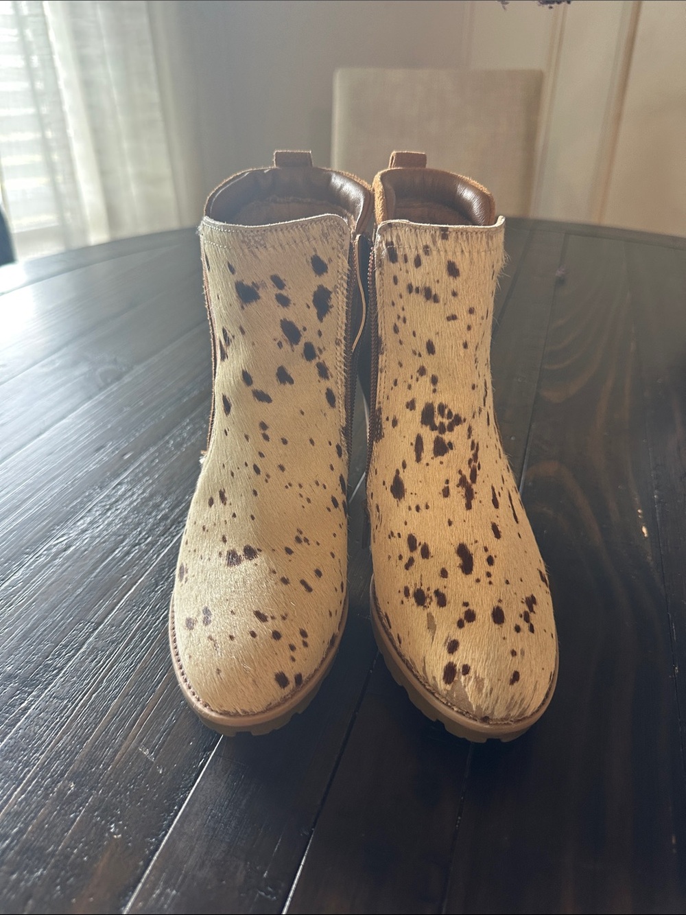 DIBA. True Spotted Haircalf Ankle Boots - Brown & Cream